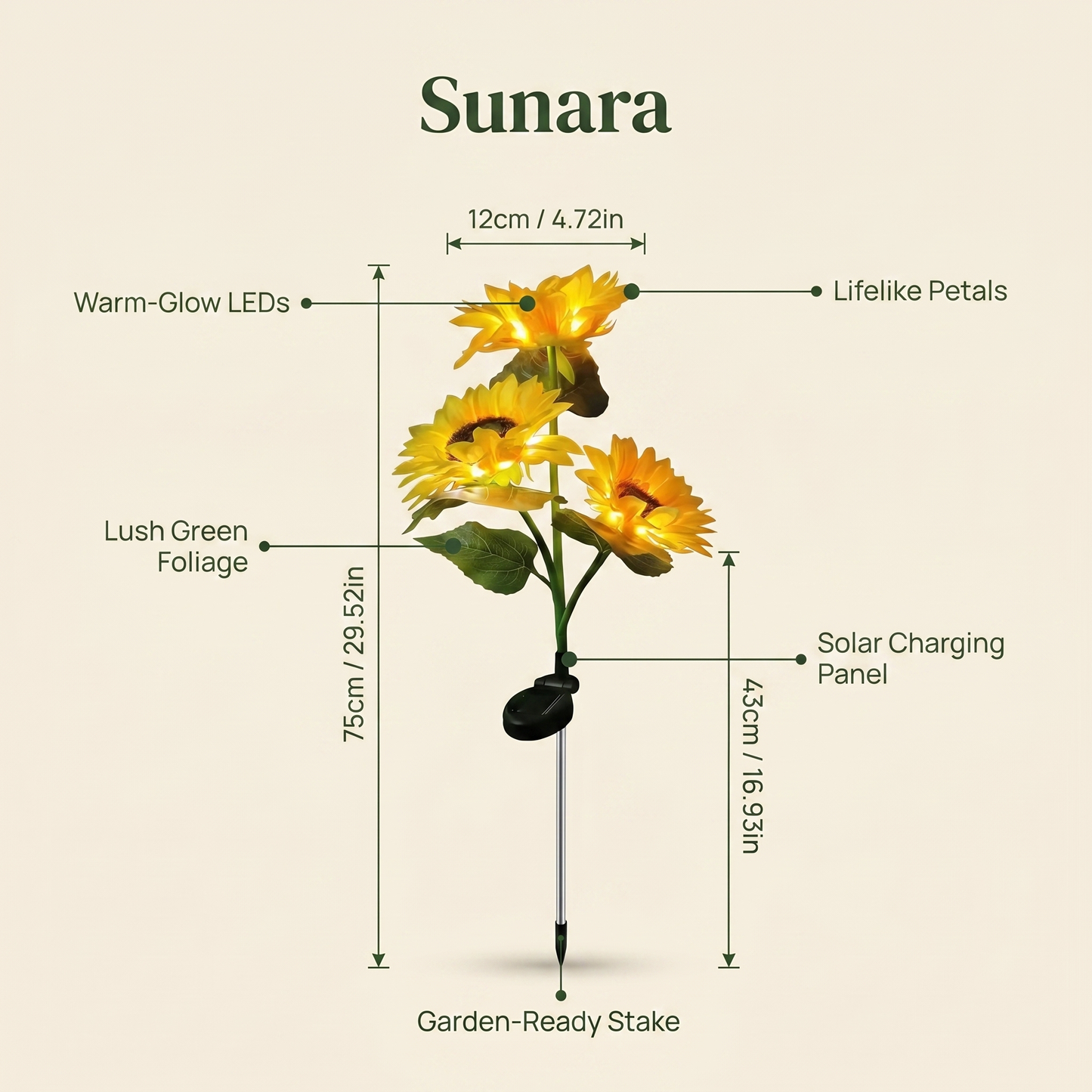 Sunara™ Solar Sunflower Garden Lights